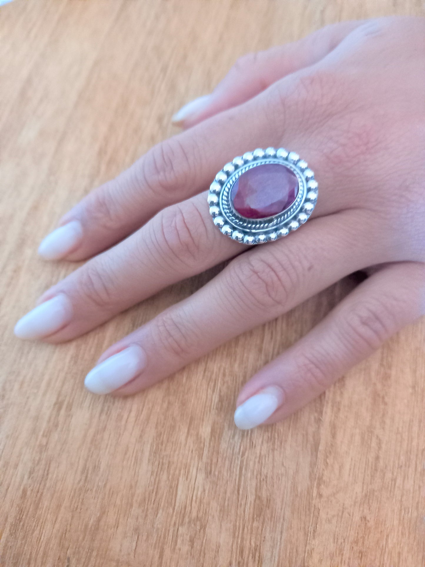Sterling Silver Gemstone Rings - Ruby Rava Sterling Silver Ring