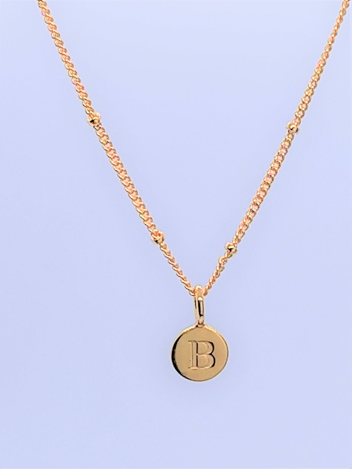 Gold Initial Charm Necklaces A-Z - Initial Necklace B