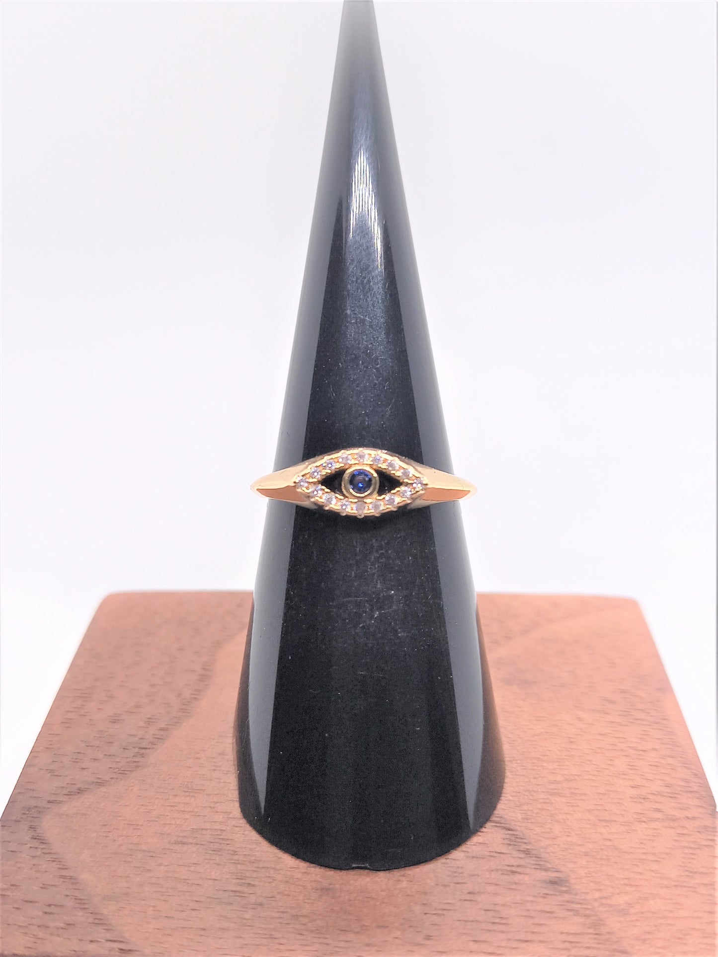 Gold Minimal Rings - Gold Blue CZ Eye Ring
