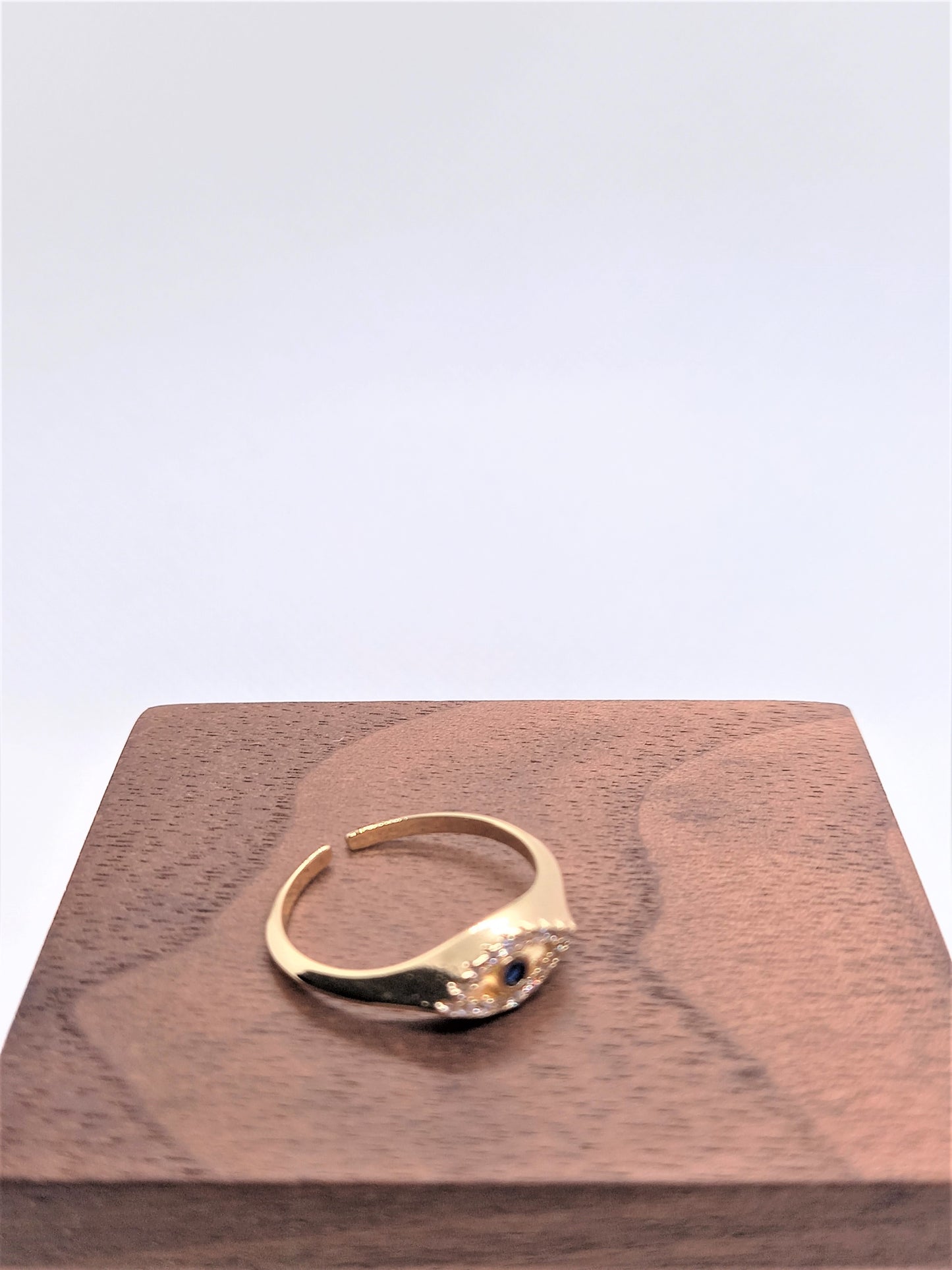 Gold Minimal Rings - Gold Blue CZ Eye Ring