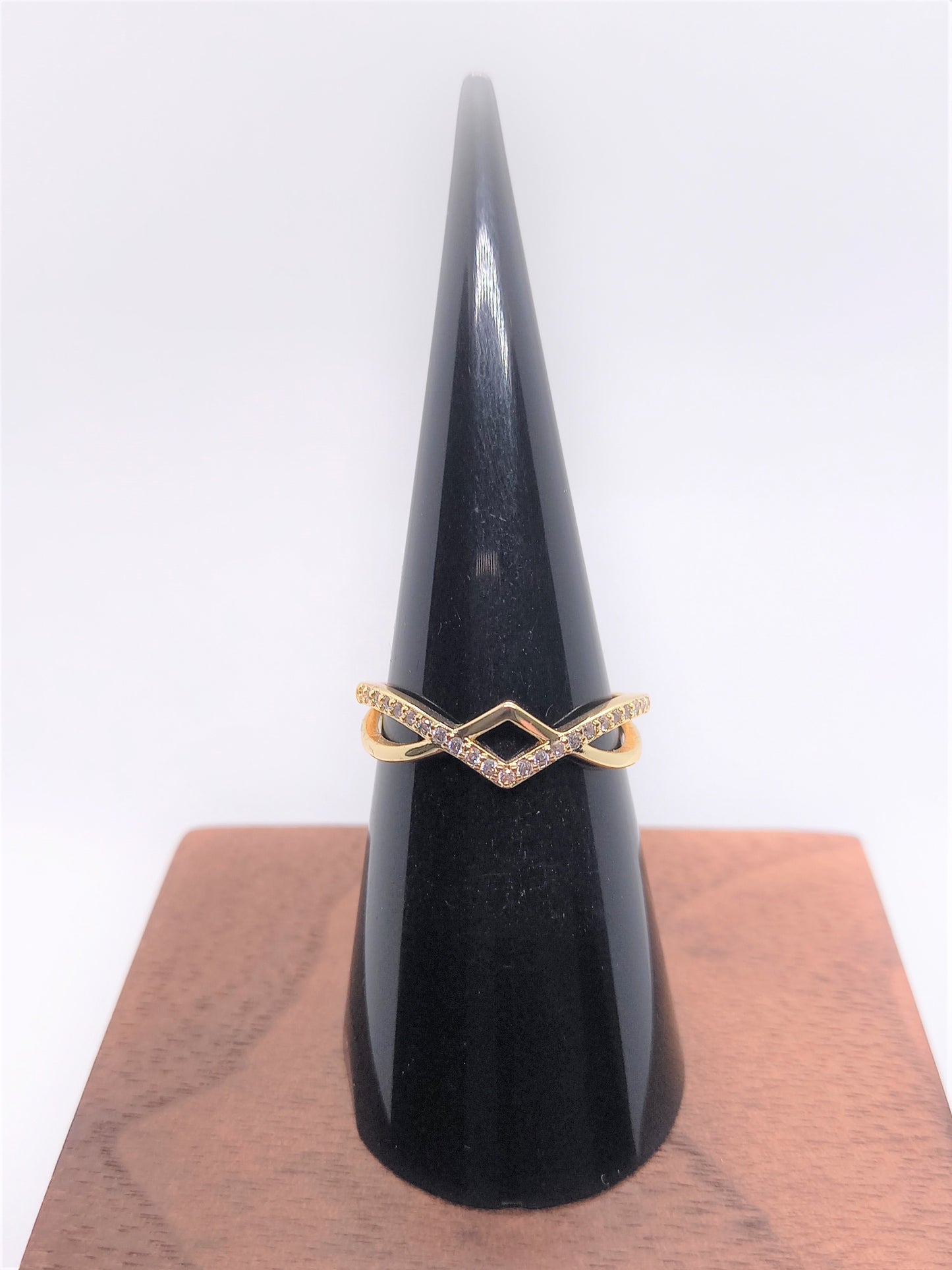 Gold Minimal Rings - Gold CZ Chevron Infinity Ring