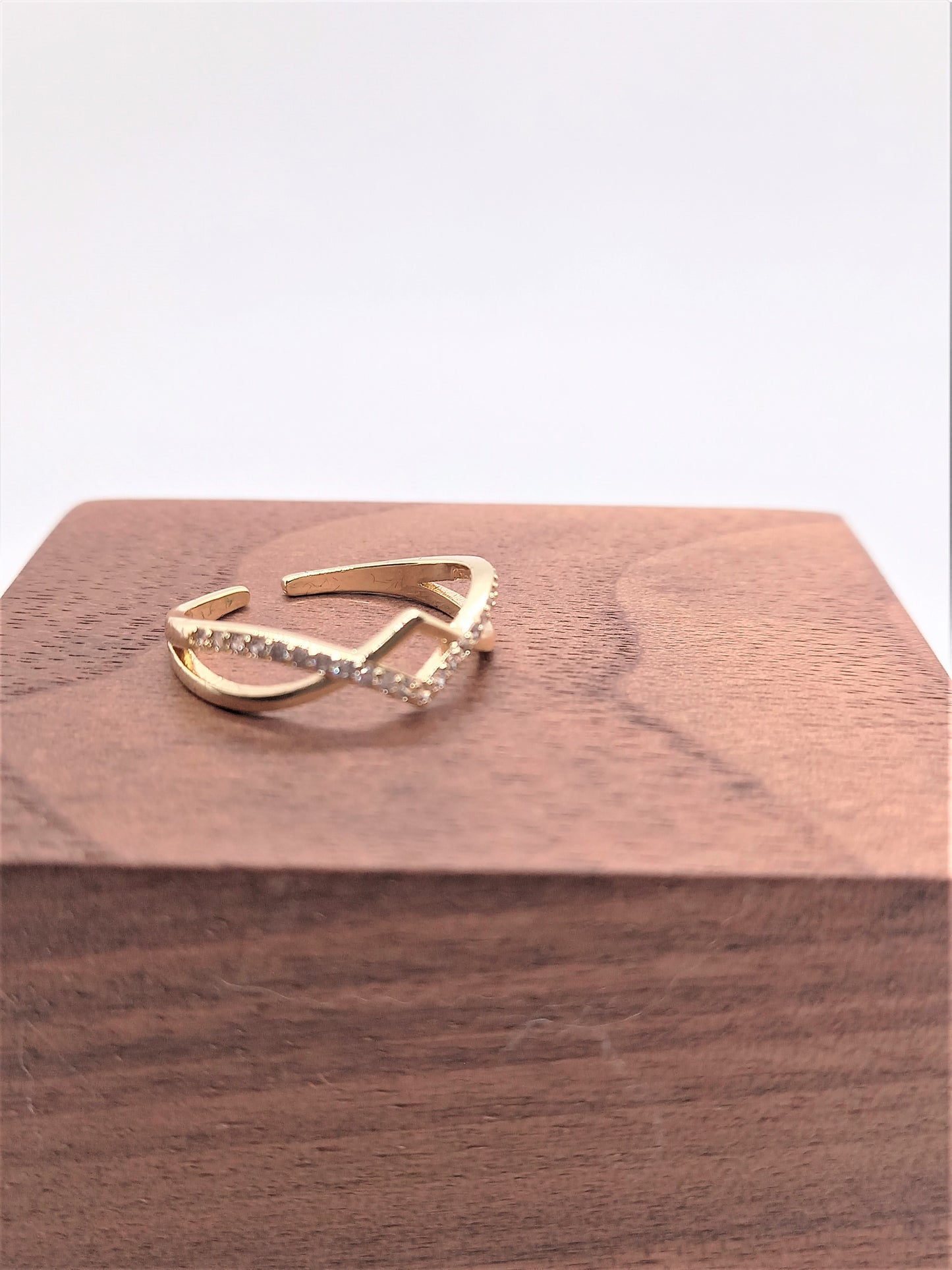 Gold Minimal Rings - Gold CZ Chevron Infinity Ring