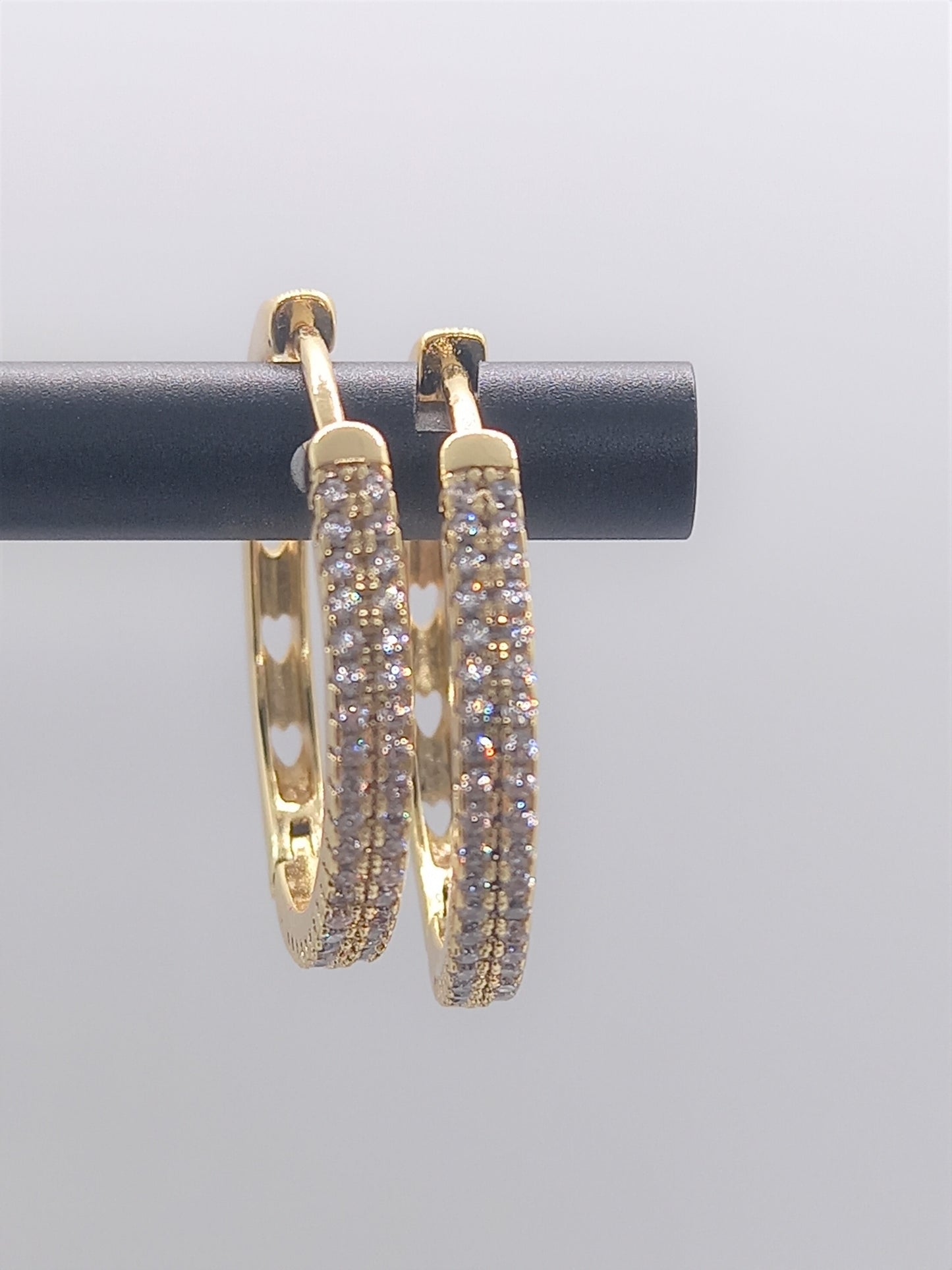 Gold Filled Earrings - Cubic Zirconia Medium Hoops OUT OF STOCK