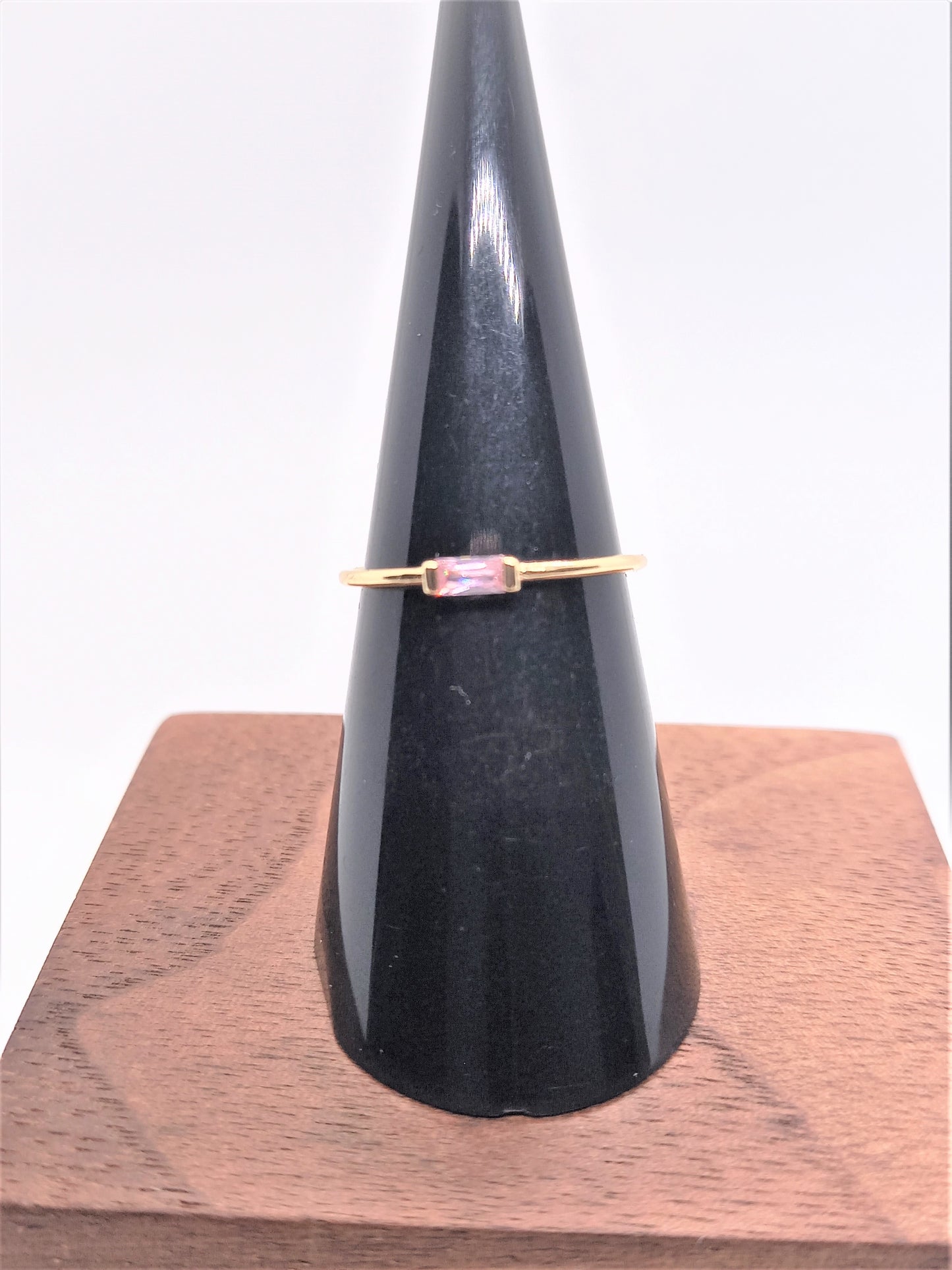 Gold Minimal Rings - Gold Pink CZ Ring