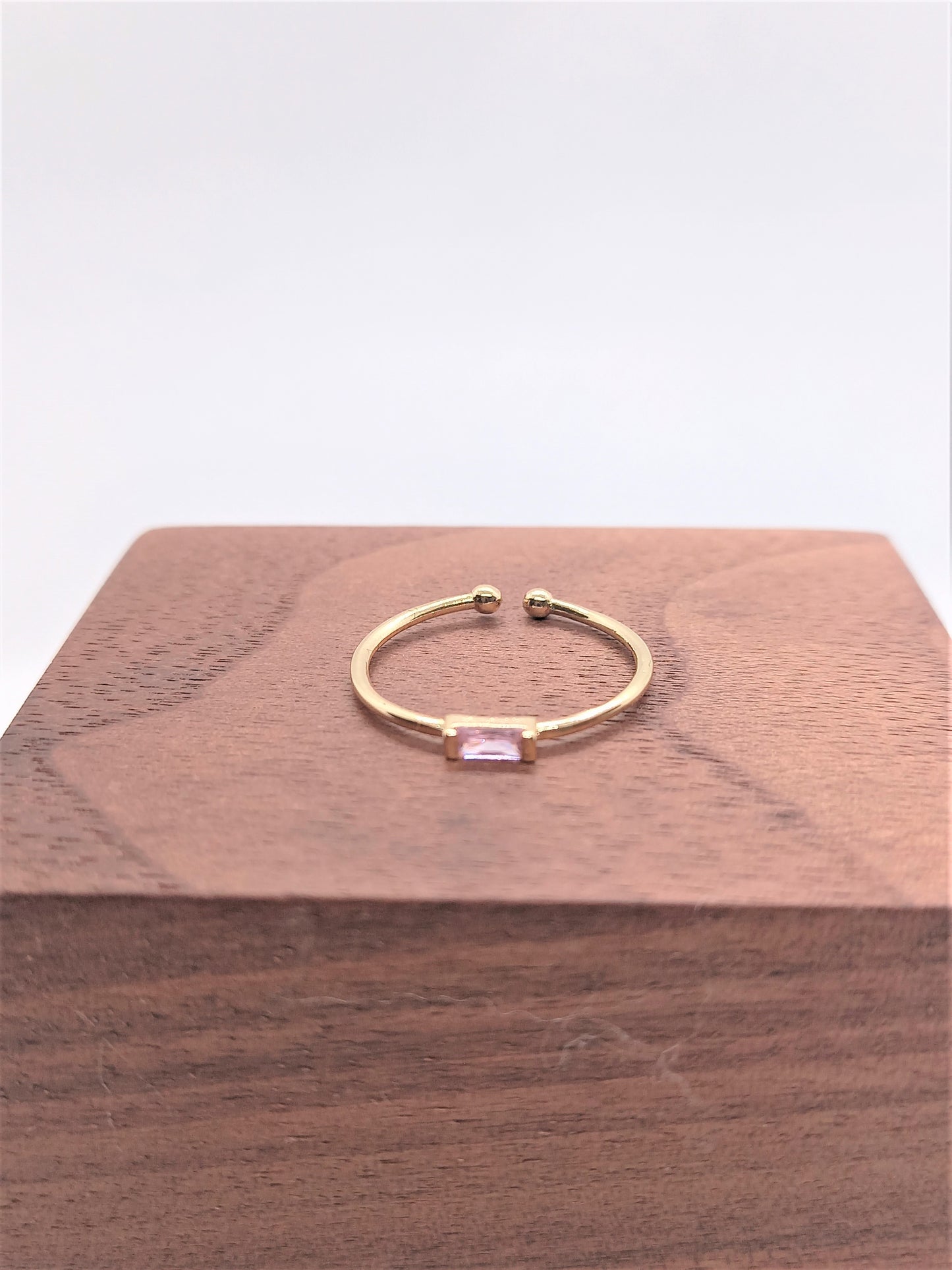 Gold Minimal Rings - Gold Pink CZ Ring