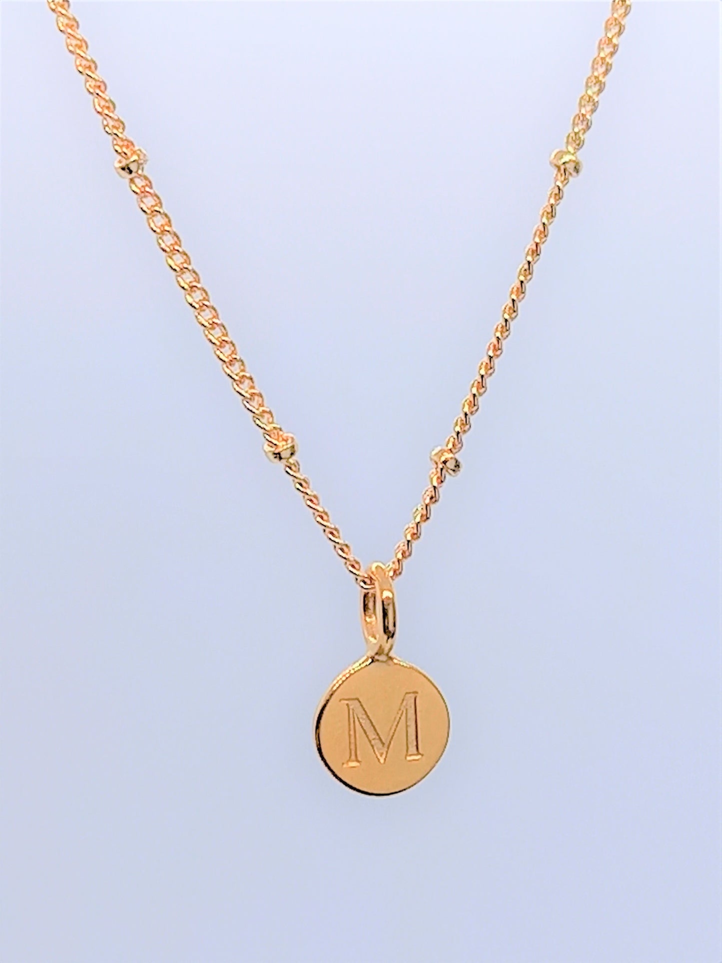 Gold Initial Charm Necklaces A-Z - Initial Necklace M