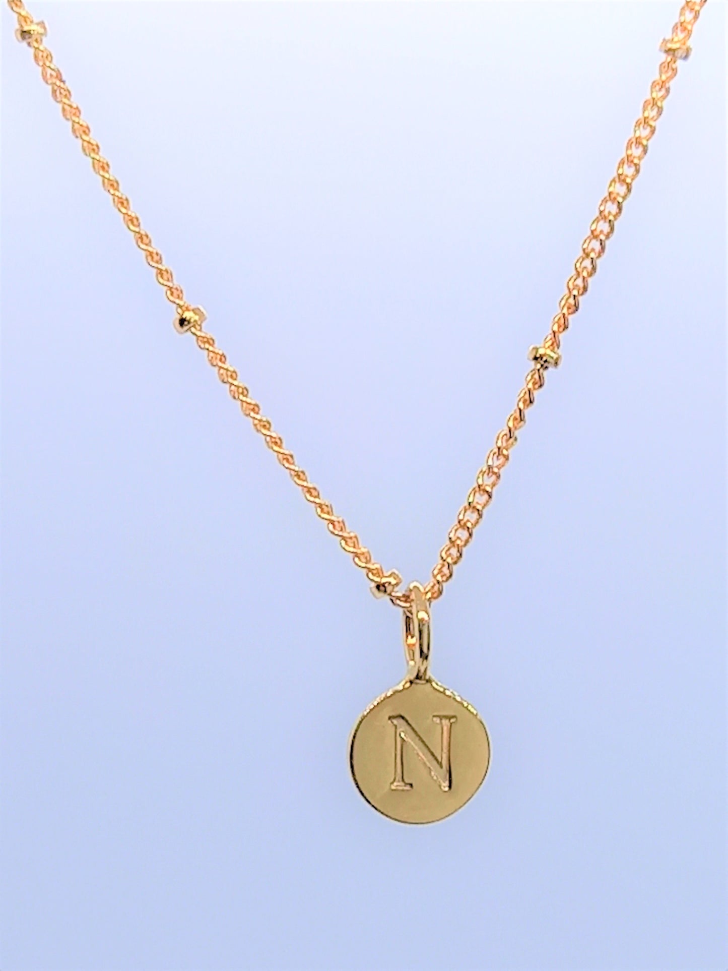 Gold Initial Charm Necklaces A-Z - Initial Necklace N