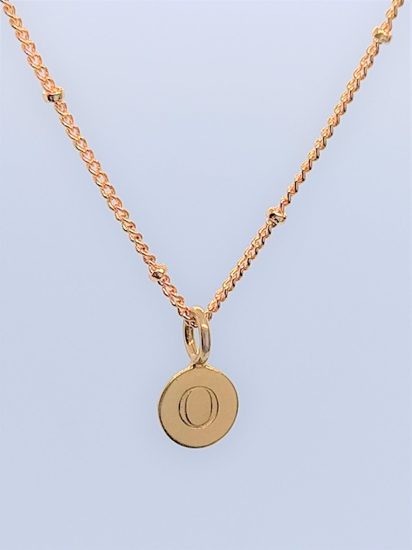 Gold Initial Charm Necklaces A-Z - Initial Necklace O