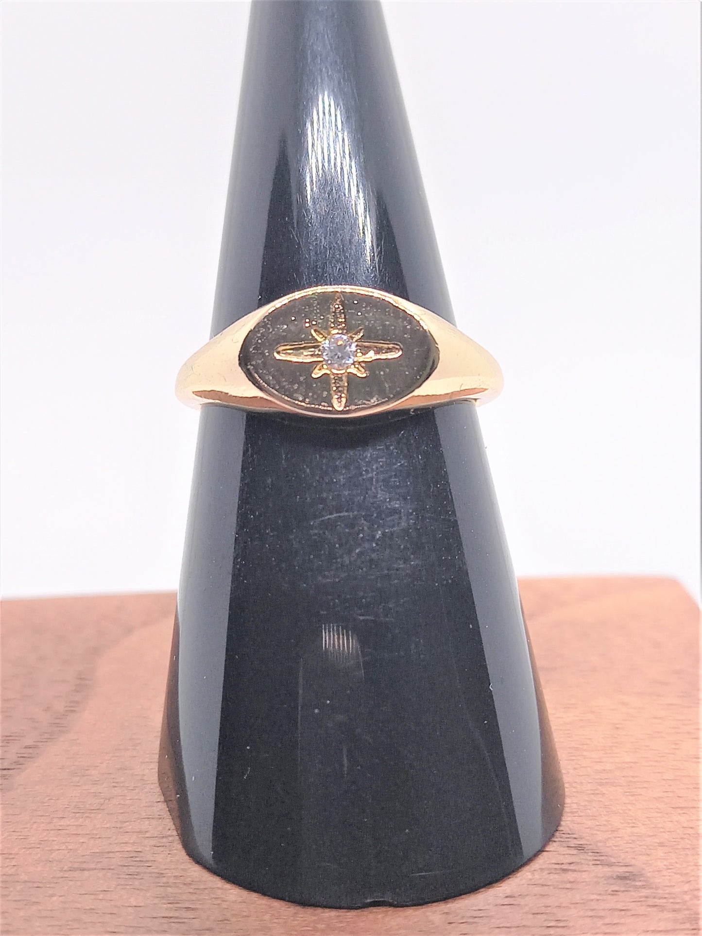 Gold Minimal Rings - Signet Star CZ Ring