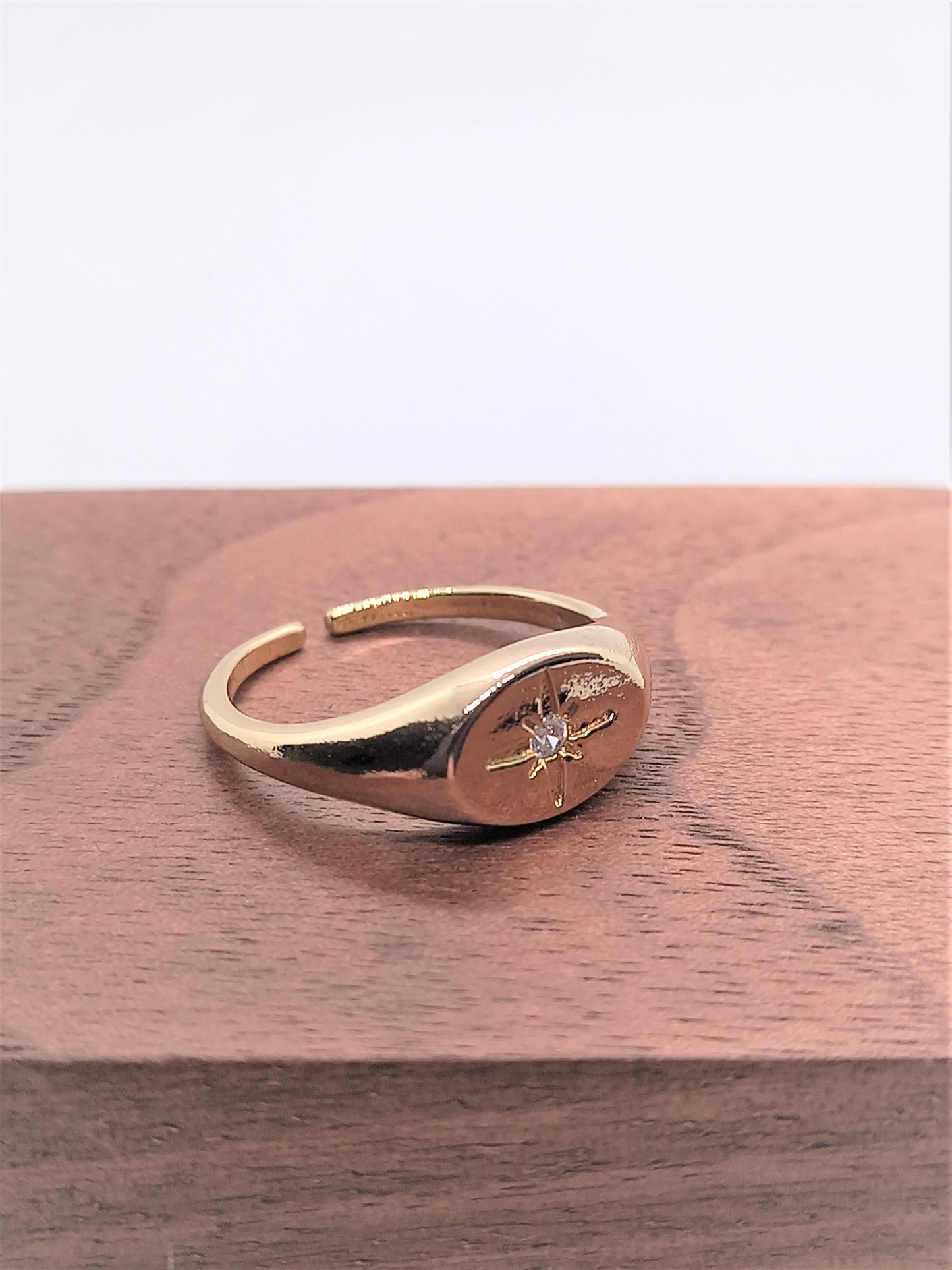 Gold Minimal Rings - Signet Star CZ Ring