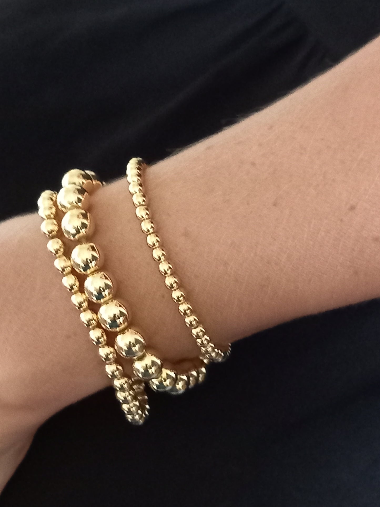 18 Kt GoldFilled Bangles and Bracelets - Gold Filled Stretchy Small Beads Bracelet