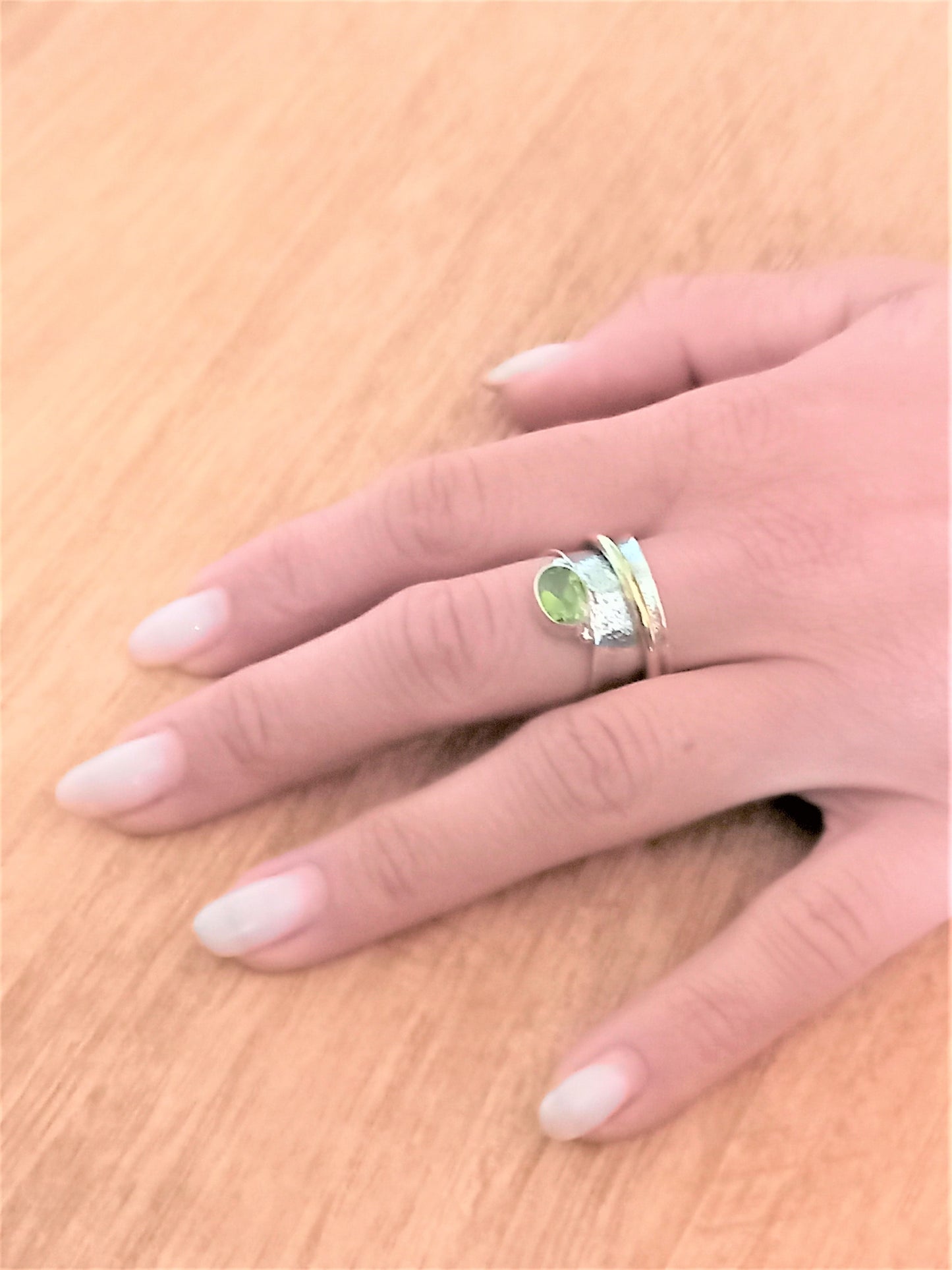 Sterling Silver Spinning Ring - Peridot