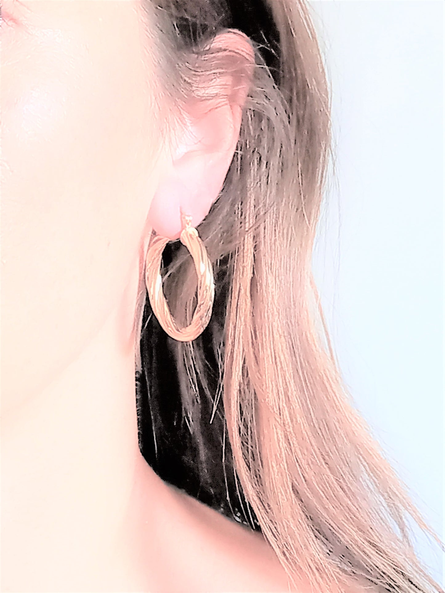 Gold filled Earrings - Twist Medium Hoops