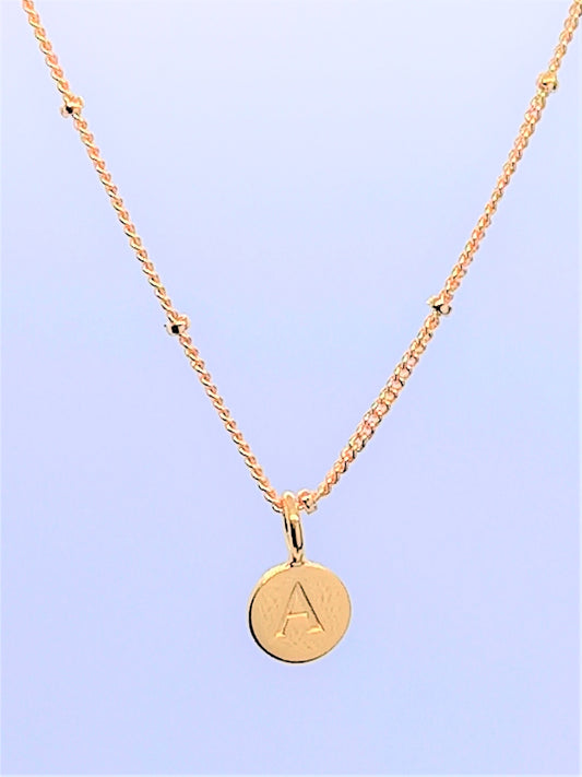 Gold Initial Charm Necklaces A-Z  - Initial Necklace A