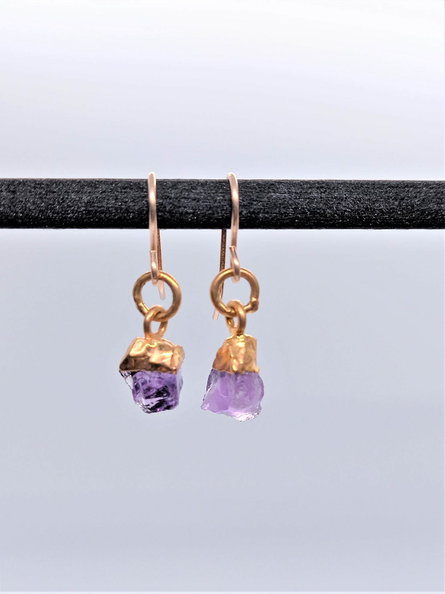 Birthstone Raw Gem Earrings - Amethyst February