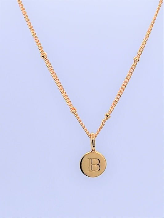 Gold Initial Charm Necklaces A-Z  - Initial Necklace B