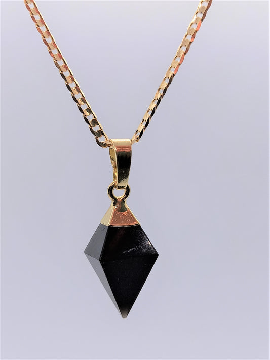 Gemstone Necklaces - Black Onyx Diamond Pendant