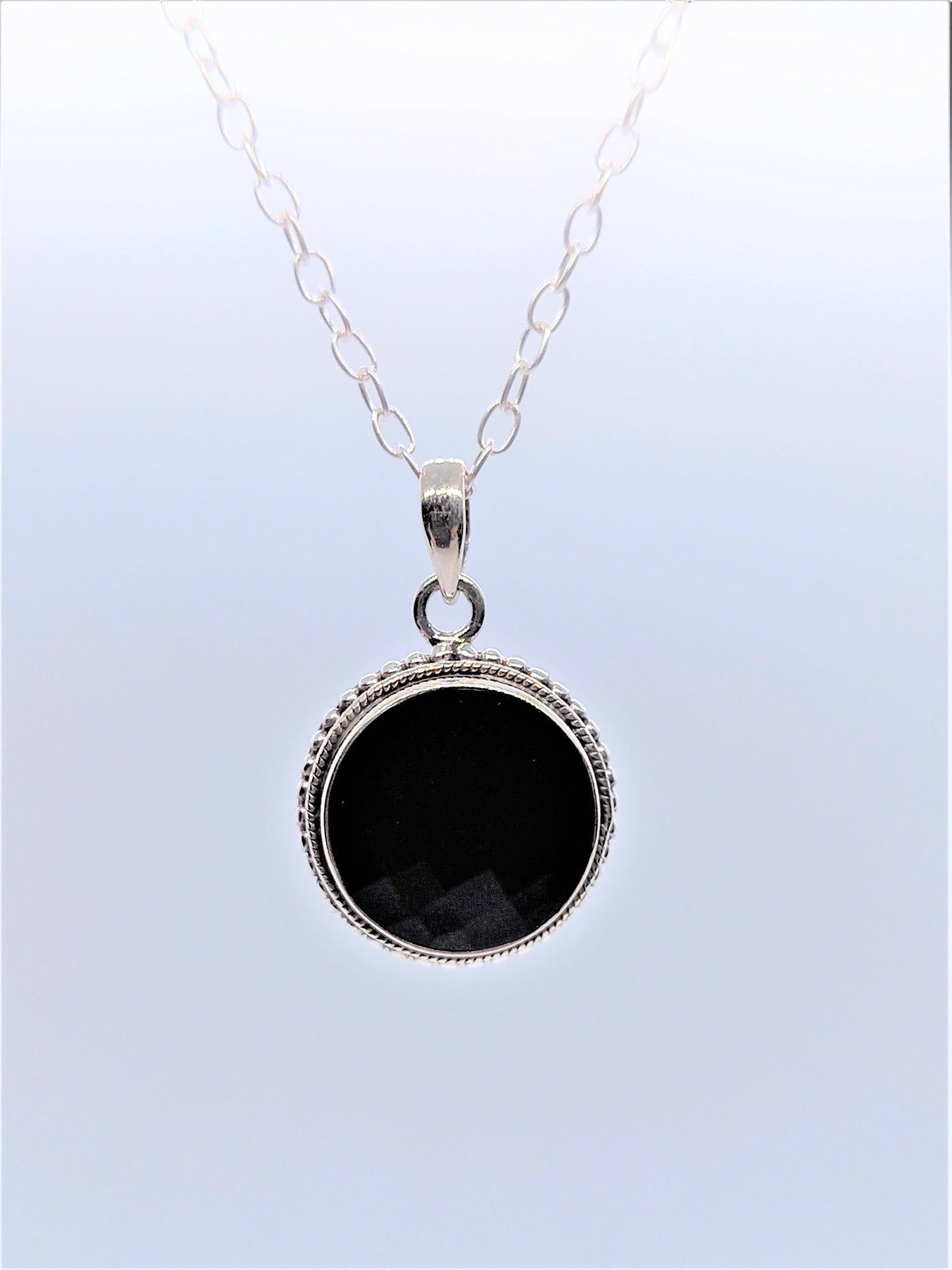 Sterling Silver Necklaces - Black Onyx Sterling Silver Necklace