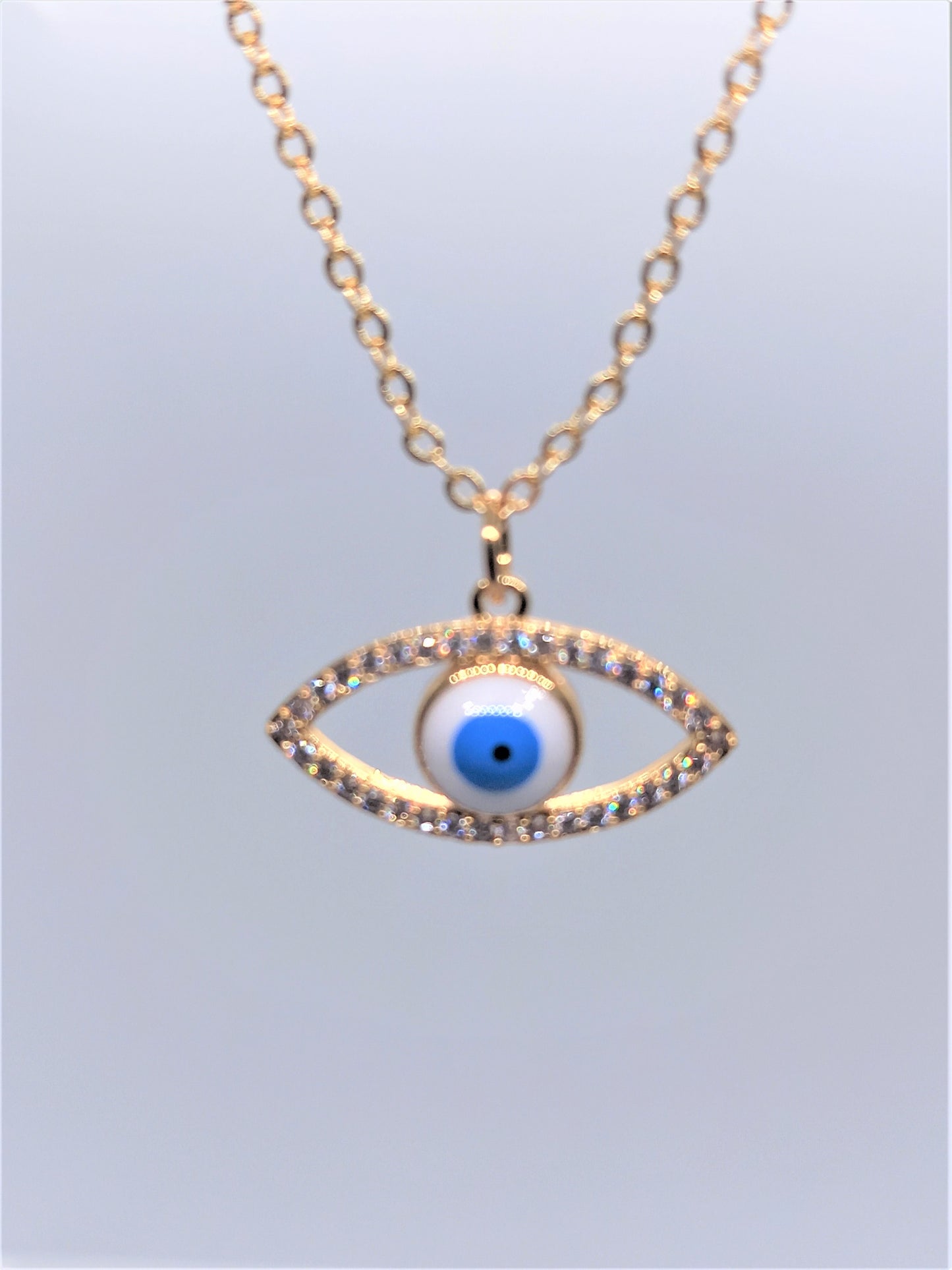 Gold Evil Eye Necklaces - Blue White Eye