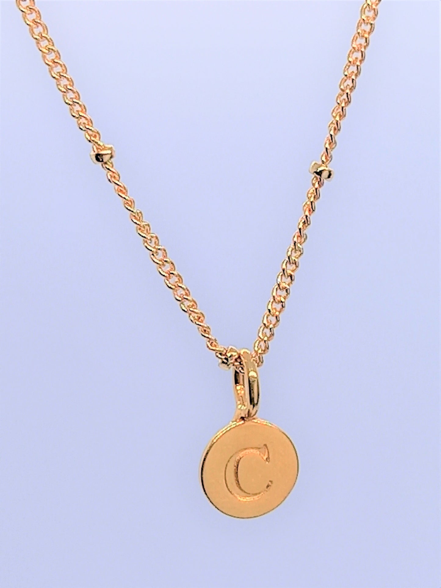 Gold Initial Charm Necklaces A-Z  - Initial Necklace C