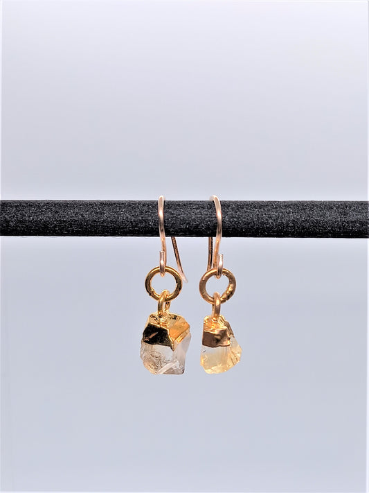 Birthstone Raw Gem Earrings - Citrine November