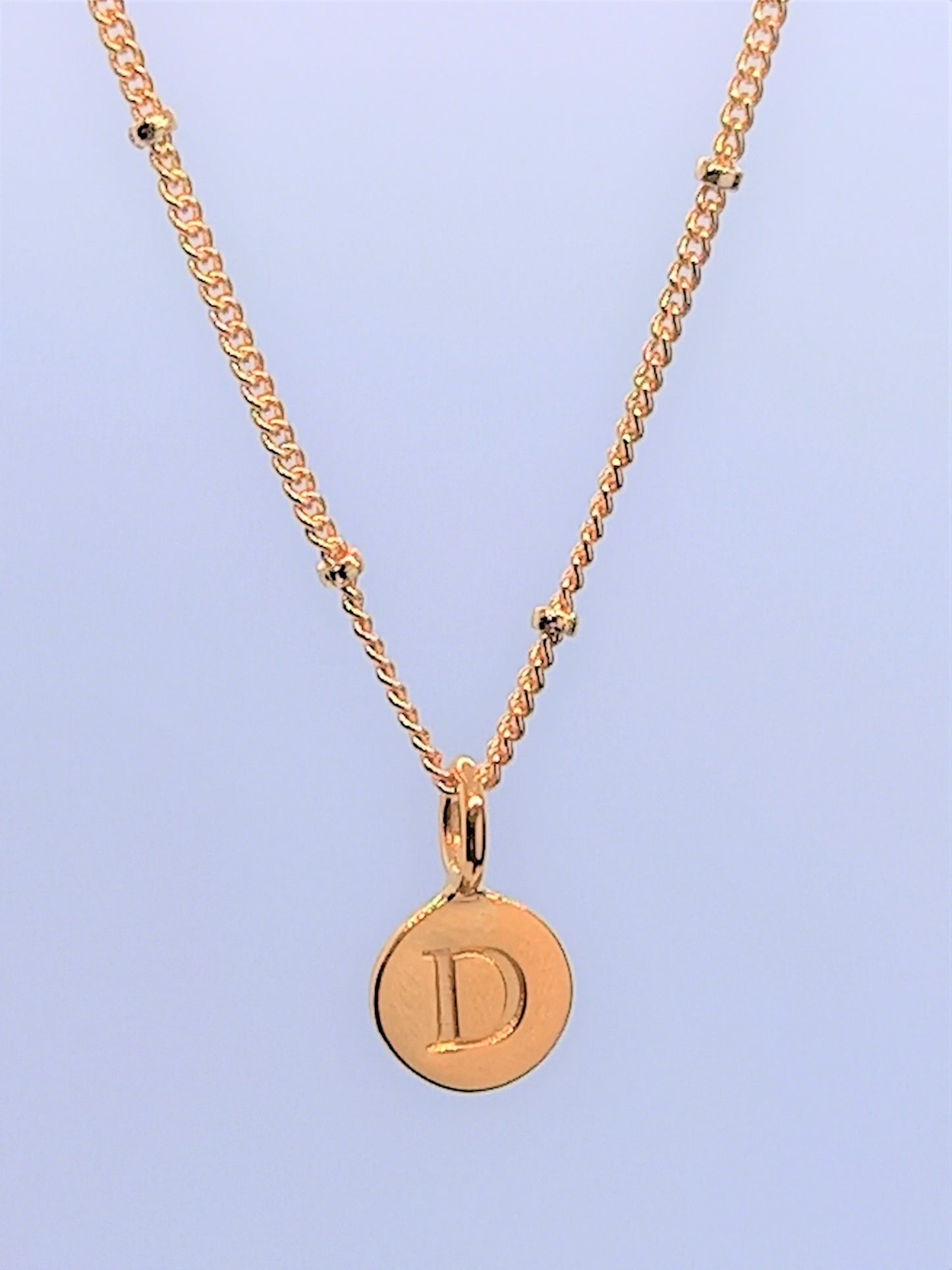 Gold Initial Charm Necklaces A-Z  - Initial Necklace D