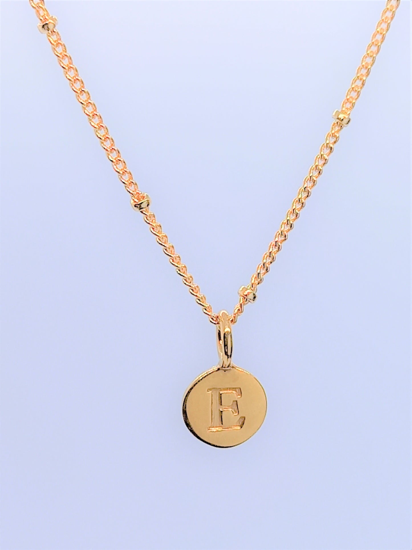 Gold Initial Charm Necklaces A-Z  - Initial Necklace E