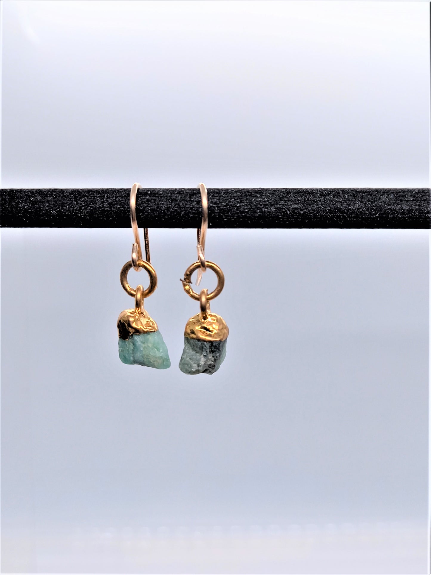 Birthstone Raw Gem Earrings - Emerald May