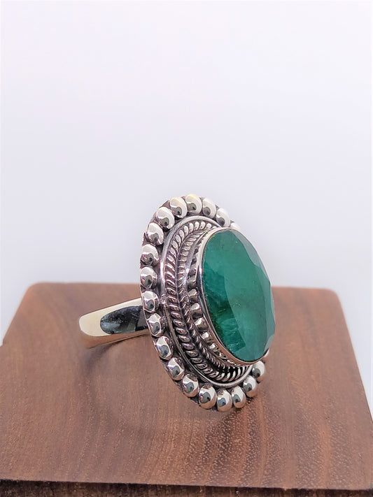 Sterling Silver Gemstone Rings - Emerald Rava Sterling Silver Ring