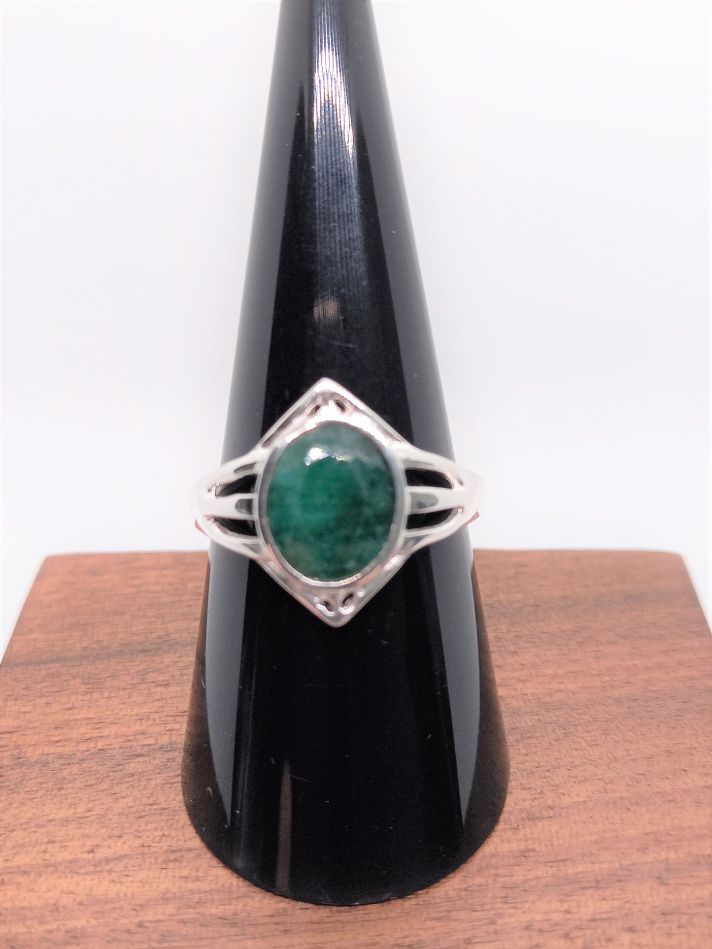 Sterling Silver Gemstone Rings - Emerald Sterling Silver Ring