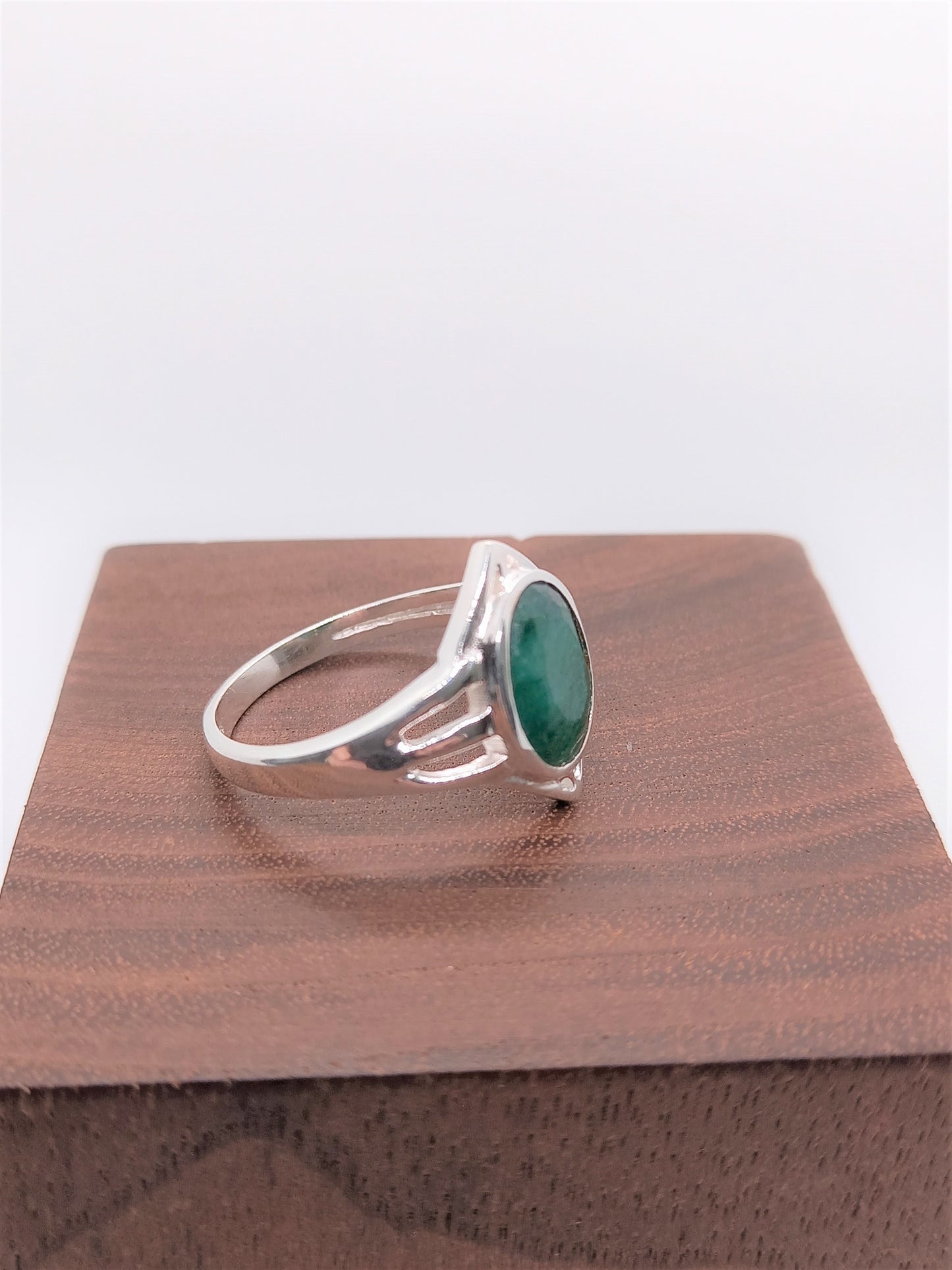 Sterling Silver Gemstone Rings - Emerald Sterling Silver Ring