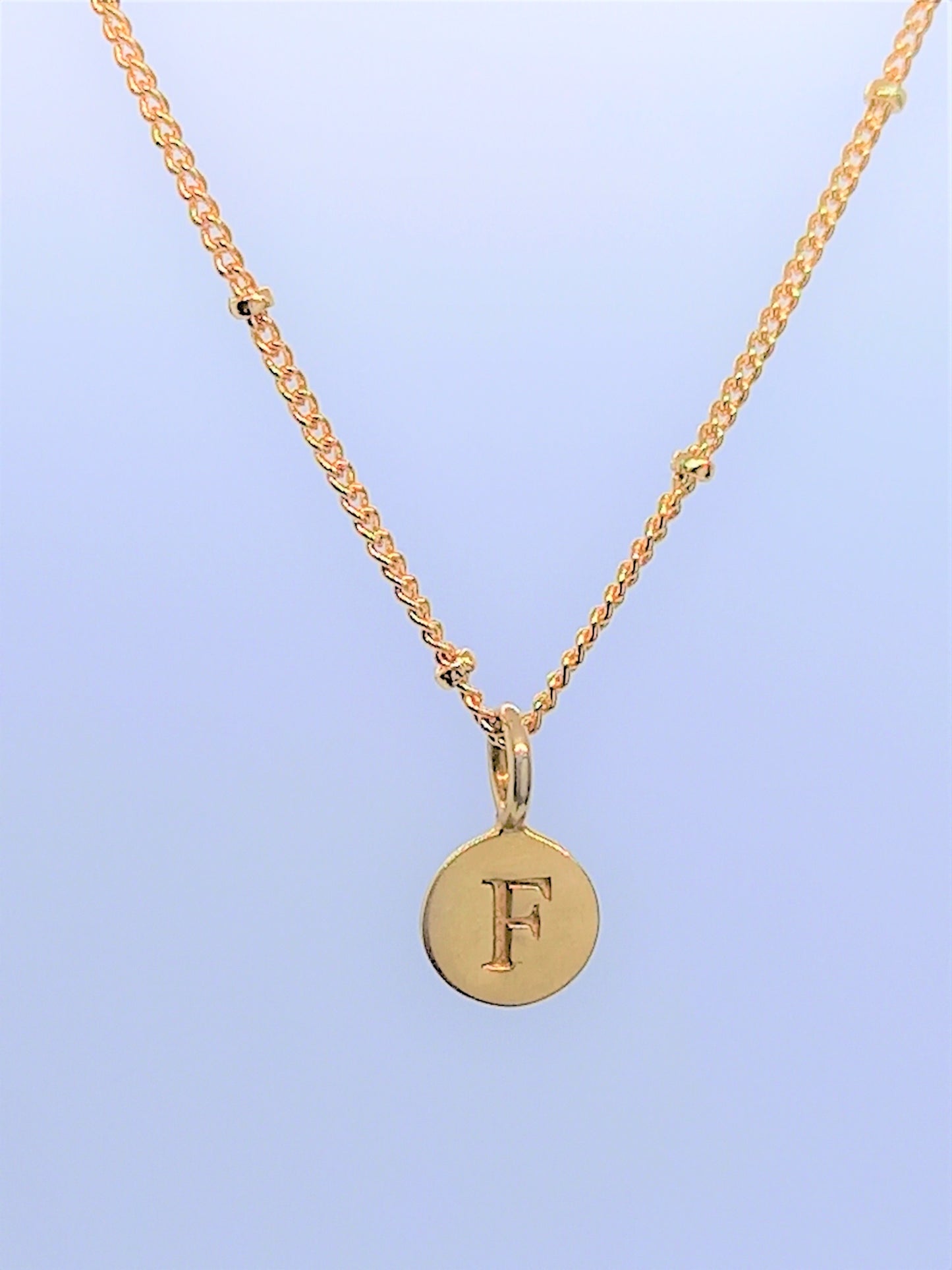 Gold Initial Charm Necklaces A-Z  - Initial Necklace F