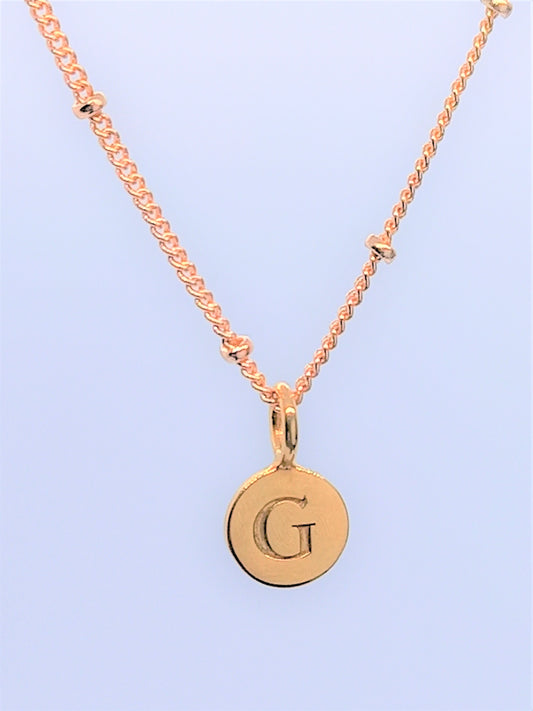 Gold Initial Charm Necklaces A-Z  - Initial Necklace G