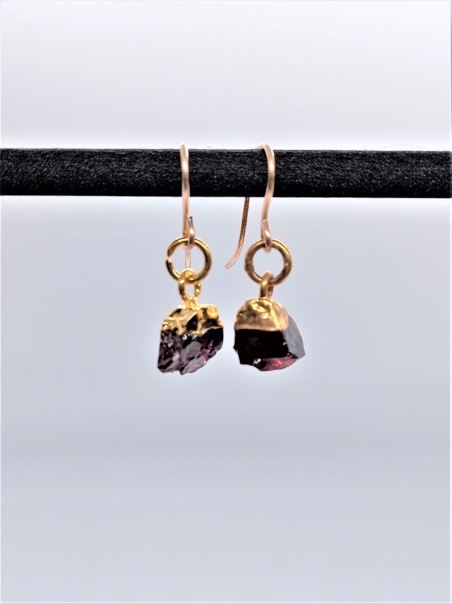 Birthstone Raw Gem Earrings - Garnet January