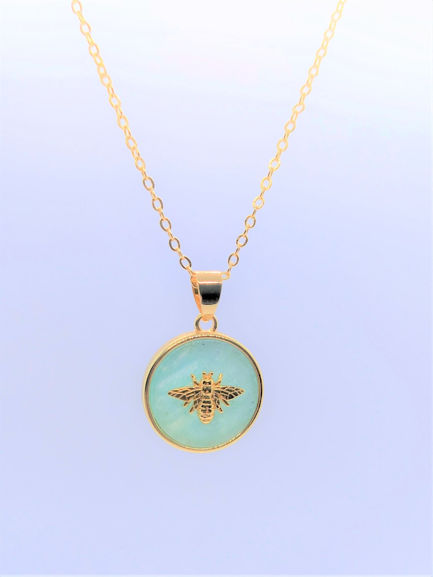 Gemstone Bee Necklaces -  Amazonite