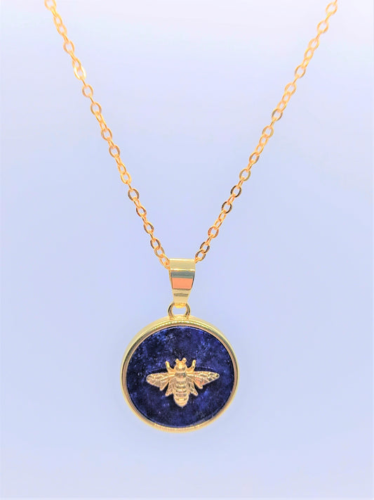 Gemstone Bee Necklaces - Lapis Lazuli