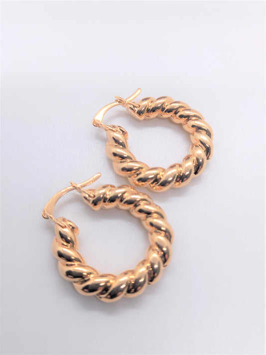 Gold filled Earrings - Swirl Hoops