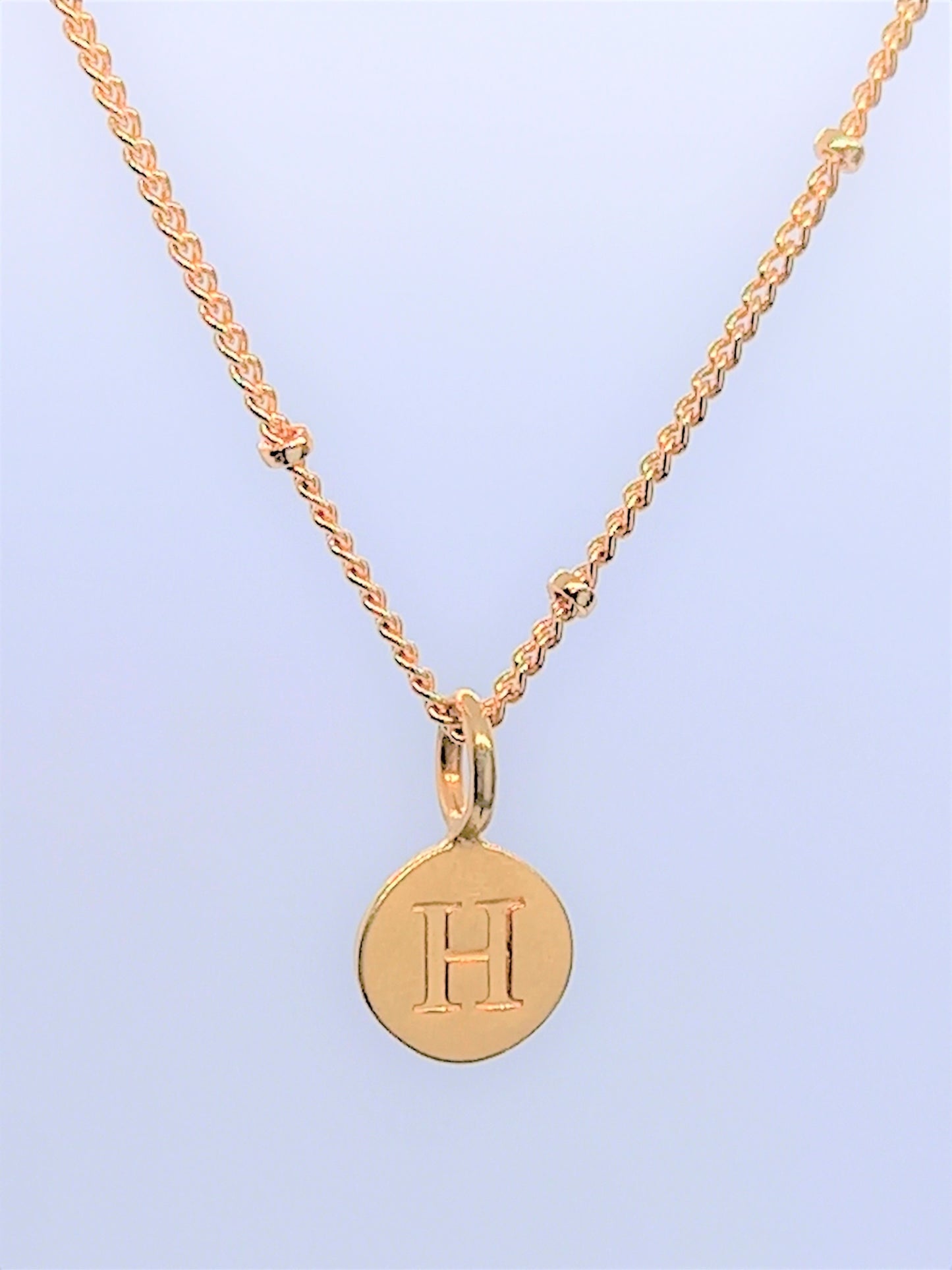 Gold Initial Charm Necklaces A-Z  - Initial Necklace H