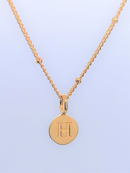 Gold Initial Charm Necklaces A-Z  - Initial Necklace H