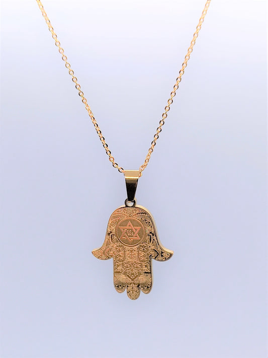 Gold Filled 108 Charm Necklaces - Hamsa Hand