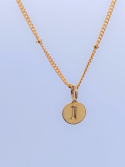 Gold Initial Charm Necklaces A-Z  - Initial Necklace I