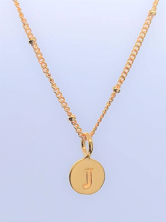 Gold Initial Charm Necklaces A-Z  - Initial Necklace J