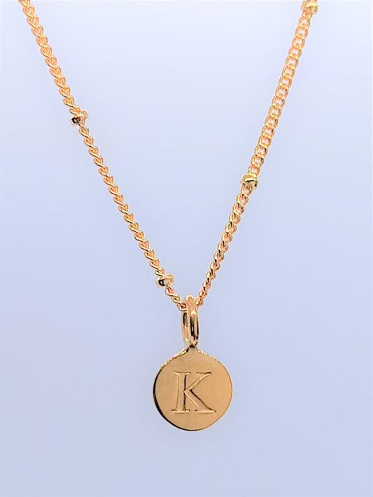 Gold Initial Charm Necklaces A-Z  - Initial Necklace K