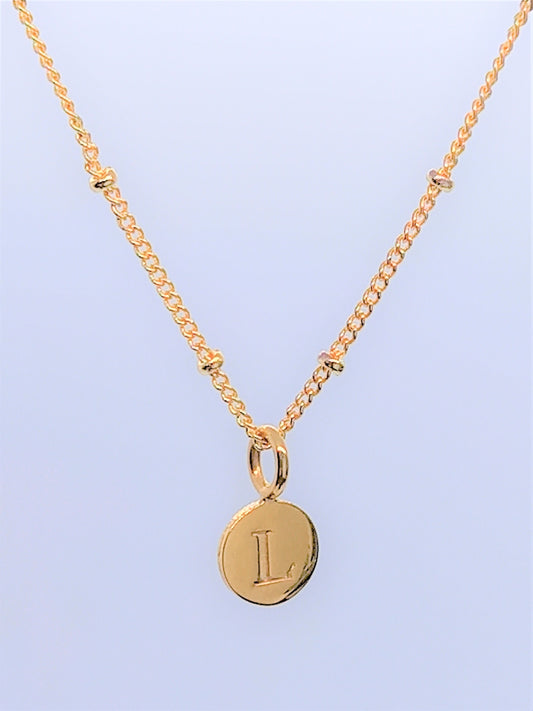 Gold Initial Charm Necklaces A-Z  - Initial Necklace L   Out of stock