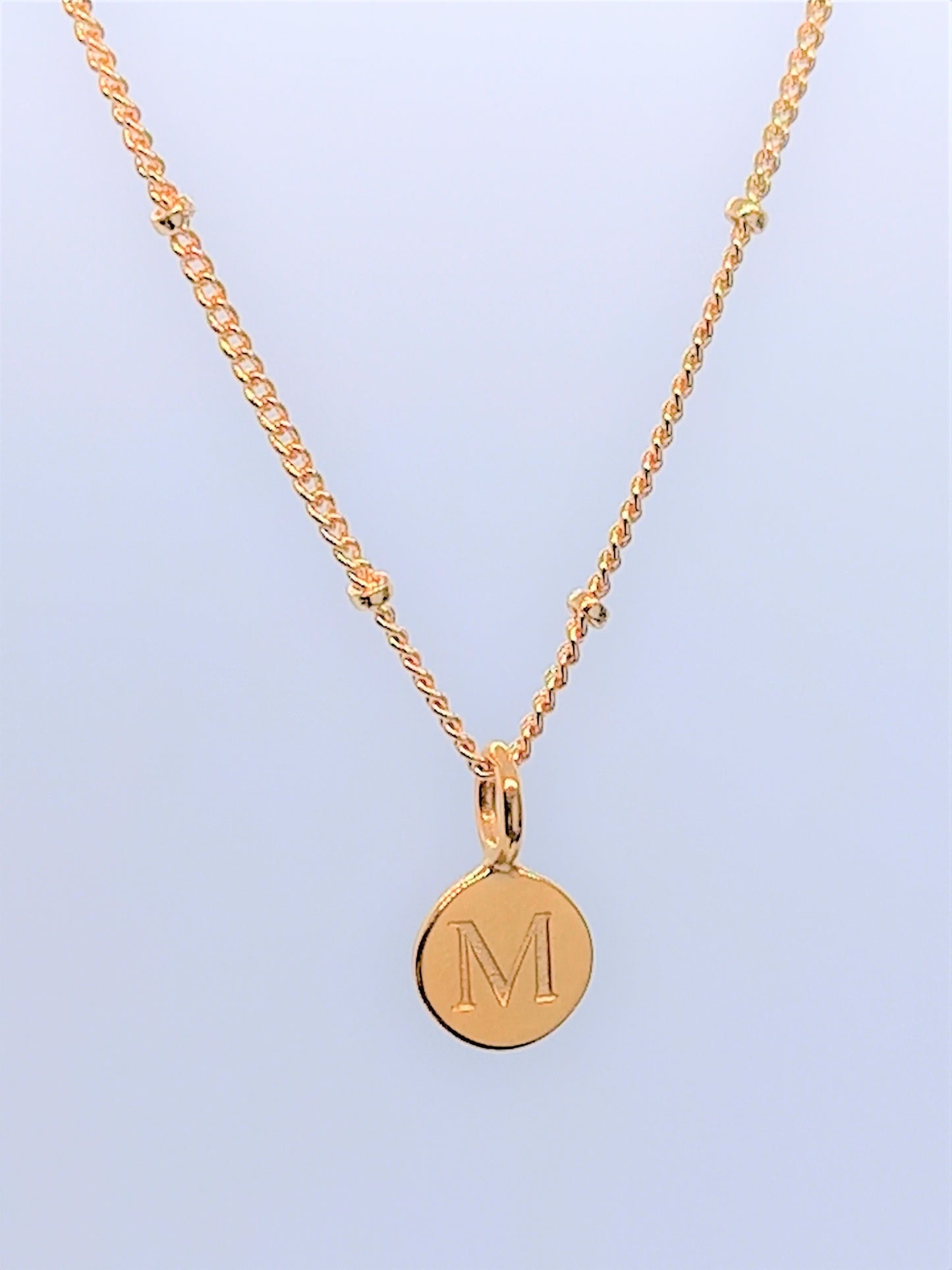 Gold Initial Charm Necklaces A-Z  - Initial Necklace M