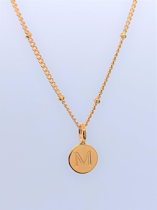 Gold Initial Charm Necklaces A-Z  - Initial Necklace M