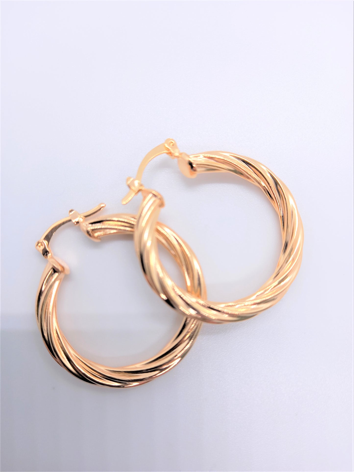 Gold filled Earrings - Twist Medium Hoops