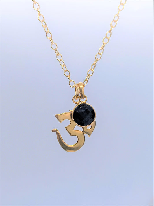 Serenity Jewellery - Om with Black Onyx on Black Onyx chain