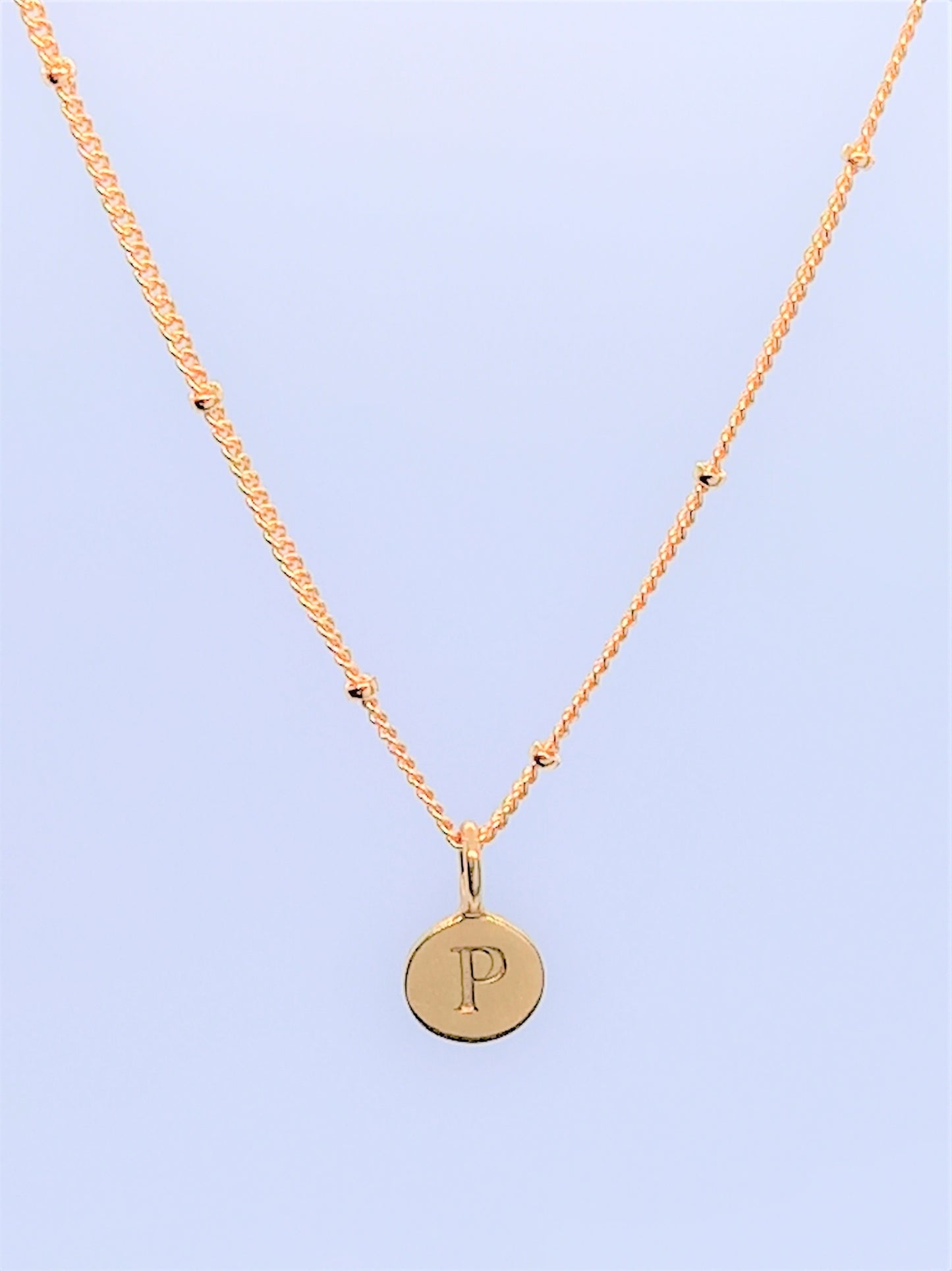 Gold Initial Charm Necklaces A-Z  - Initial Necklace P