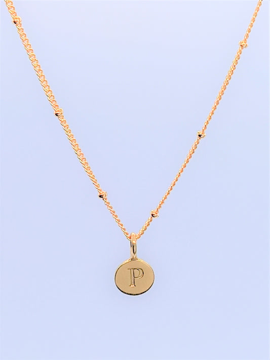 Gold Initial Charm Necklaces A-Z  - Initial Necklace P